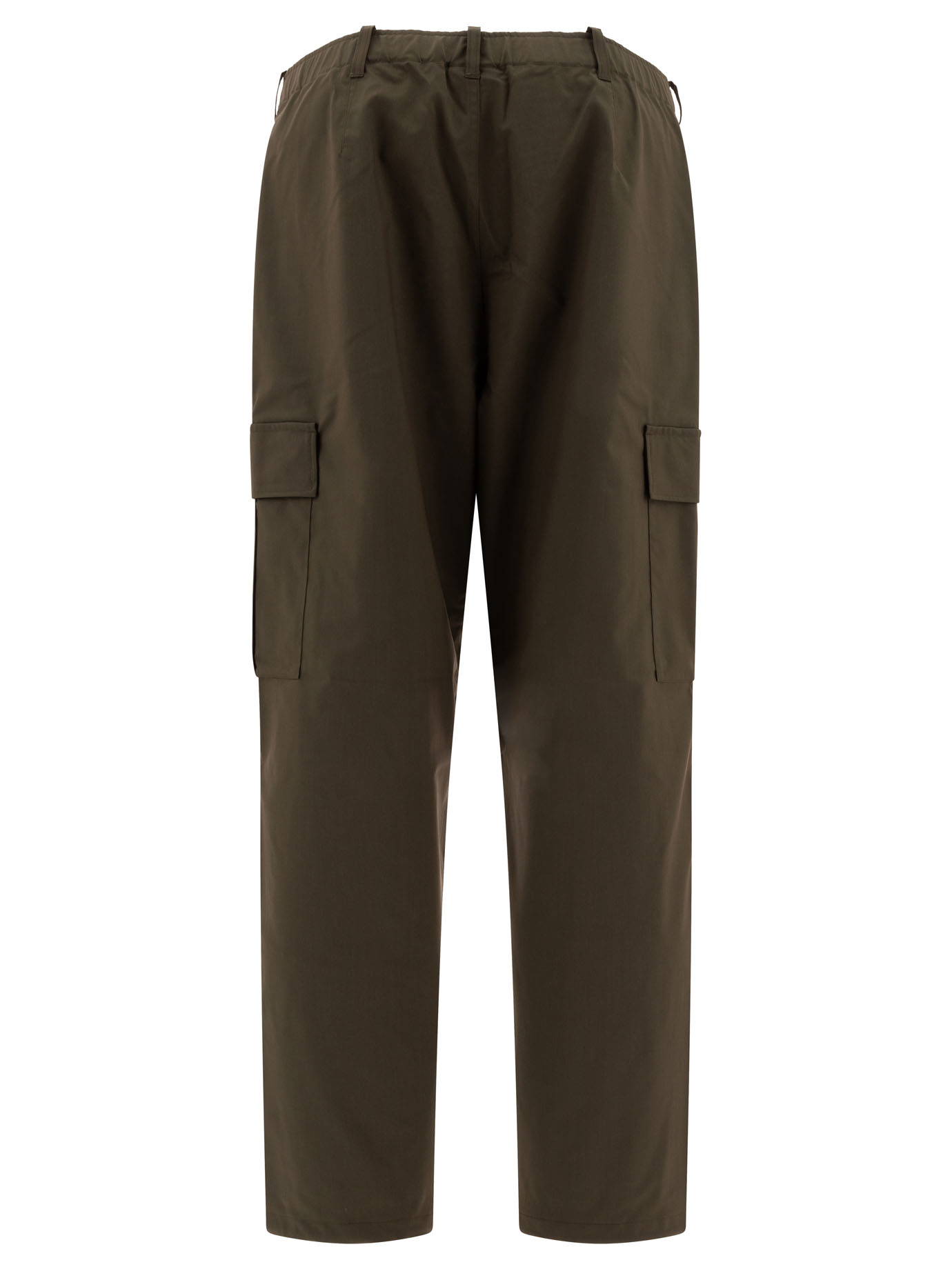 GOLDWIN Green Wool Blend Twill trousers